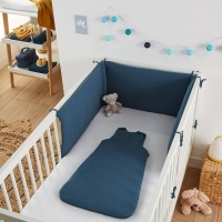 Бампер Для детской кроватки из хлопчатобумажной газовой ткани Kumla 180 x 40 см синий LA REDOUTE INTERIEURS  фото, kupilegko.ru